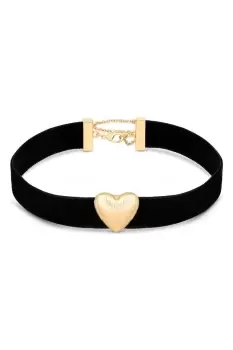 Image of Gold Textured Puffed Heart Fabric Choker Necklace