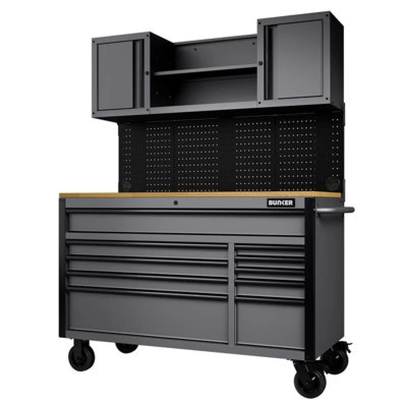 Image of Bunker 10 Drawer Tool Roller Cabinet Workstation 31761 Colour: Black / Light Grey