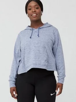 Image of Nike Yoga Pullover Crop Hoodie - Blue
