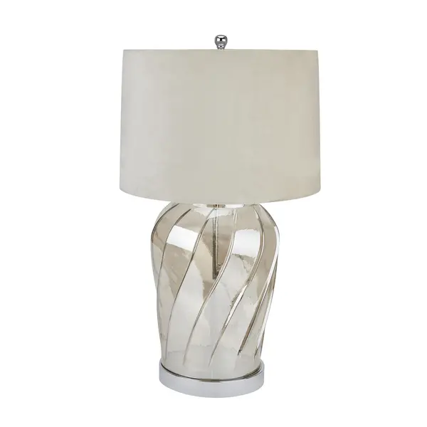 Image of Hill Ambassador Metallic Glass Lamp With Velvet Shade HI-22073