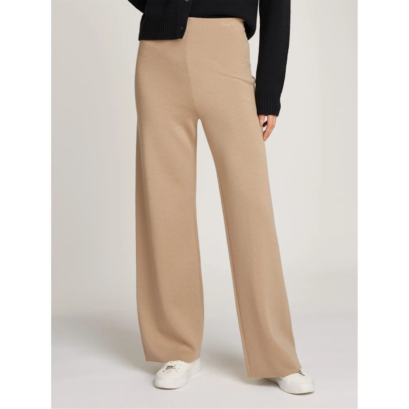 Image of Calvin Klein DF WOOL BLEND STRAIGHT PANT Knitted Trousers 10 (S) Beige 67198404350