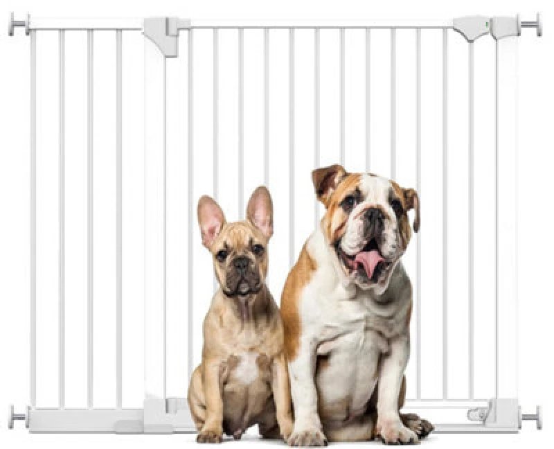 Image of Bettacare Safestep Dog Gate, White, 124Cm - 131Cm, Extra Low Walkthough, 81Cm Extra Wide Doorway, Extra Wide Pet Gate