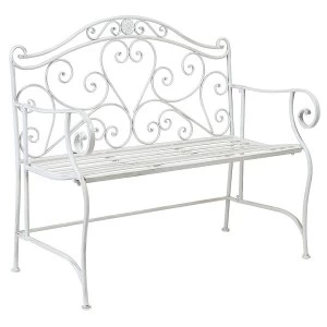 Image of Charles Bentley Heart-shaped 2-Seater Metal Bench - Distressed White