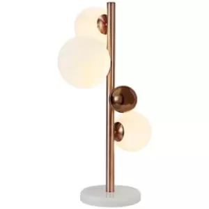 Image of Luminosa Lighting - Table Lamp, 3 x G9, Antique Copper, Opal & Copper Glass