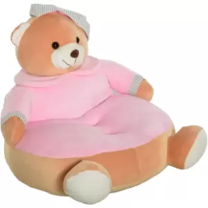 Image of Homcom - Animal Kids Sofa Chair Cute Pajamas Bear Cartoon Multi-functional with Armrest Flannel PP Cotton 60 x 45 x 45cm Pink