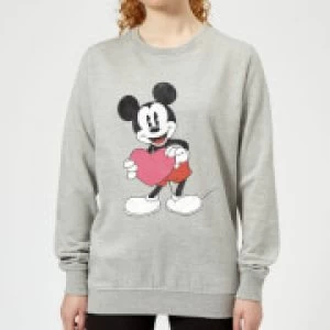 Image of Disney Mickey Mouse Heart Gift Womens Sweatshirt - Grey - M