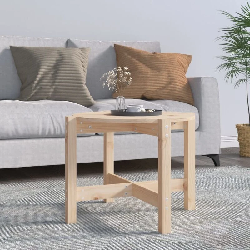 Image of Vidaxl Coffee Table Ø 62.5X45cm Solid Wood Pine, Brown 822302