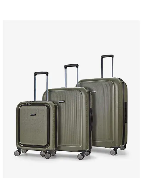 Image of Rock Rock Austin Olive Green Luggage 3pc set Olive Green EA63401