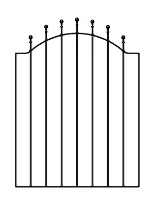 Image of Burbage Iron Craft Mana Ball Top Low Bow Metal Garden Gate 880mm Gap X 1041mm High Wesb
