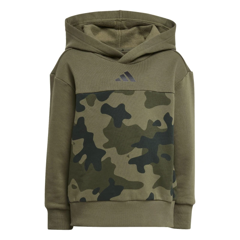 Image of adidas Essentials Allover Print Hoodie Set Kids Olive/White unisex 5-6 Years