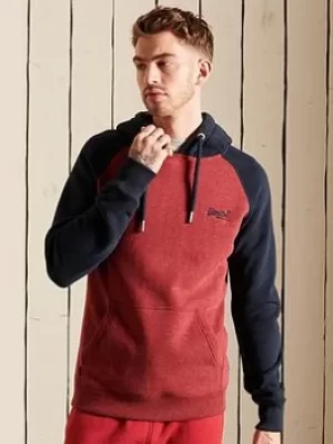 Image of Superdry Vintage Logo Emb Baseball Hoodie, Red/Navy Size M Men