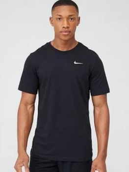 Image of Nike Solid Crew Neck Training T-Shirt - Black, Size L, Men