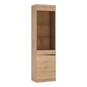 Image of Kensington Tall Narrow 2 Door Glazed Display Cabinet (lhd) In Oak Effect