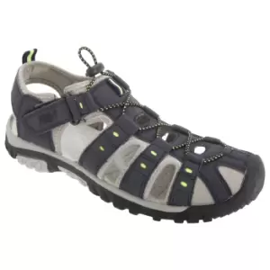 Image of PDQ Mens Toggle & Touch Fastening Synthetic Nubuck Trail Sandals (8 UK) (Navy Blue/Lime)