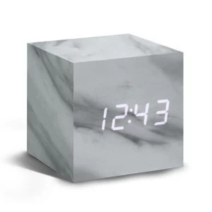 Image of Gingko Click Clock Cube Interactive LED Alarm Clock - Marble