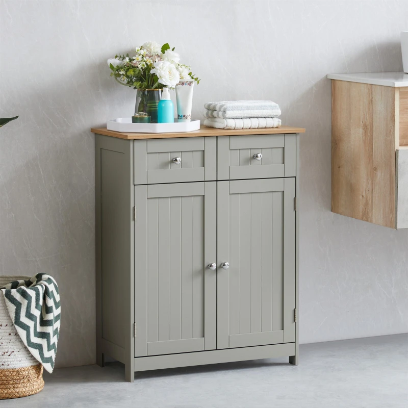 Image of Lassic Priano 2 Drawer 2 Door Freestanding Cabinet Grey unisex One Size