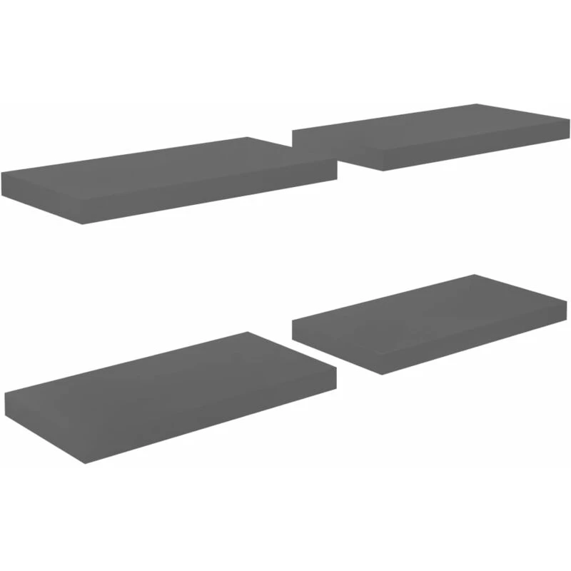 Image of VIDAXL Vidaxl - Floating Wall Shelves 4 pcs High Gloss Grey 50x23x3.8cm mdf 8720286074206