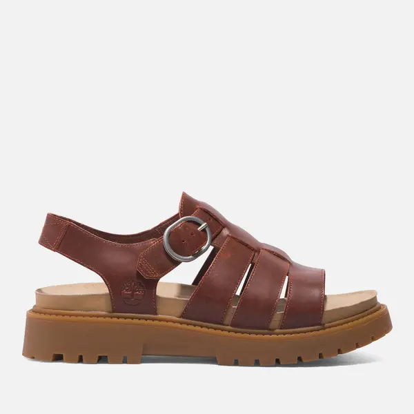 Image of Timberland Womens Clairemont Way Leather Fisherman Sandals - UK 3 Brown Sandals female TB0A5ZKZEQ8 3