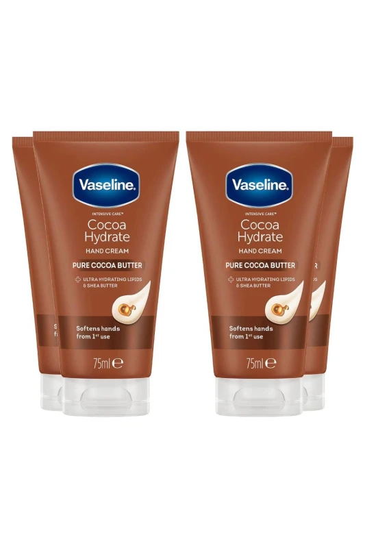 Image of Vaseline 'Hand Cream' Intensive Care Pure Cocoa Butter 75ml 4 Pack White female
