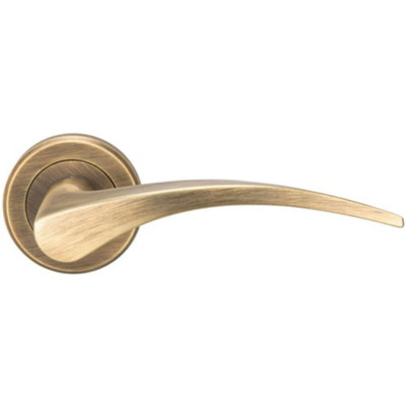 Image of Loops PAIR Arched Tapered Handle on Round Rose Concealed Fix Antique Brass Metallics