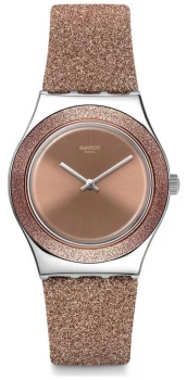 Image of Swatch ROSE SPARKLE Irony Medium Rose Gold Glitter Watch