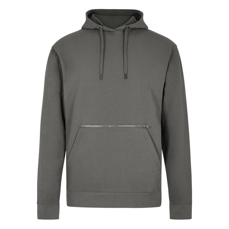 Image of Kustom Kit Mens Pique Zip Pocket Regular Hoodie in Dark Grey Size: Small Dark Grey Male S