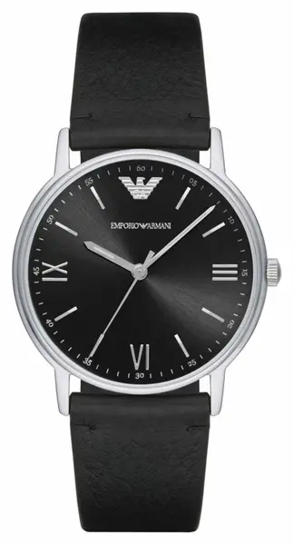 Image of Emporio Armani AR11013 Mens Black Dial Black Leather Watch