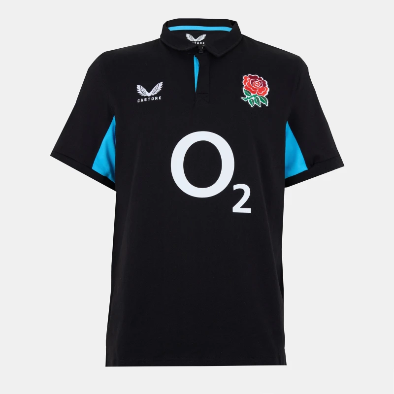 Image of Castore England Away Polo Shirt 2025 Mens Black/Blue male S