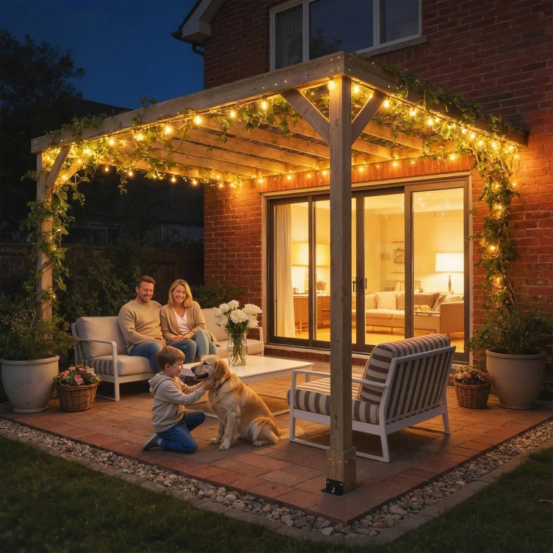 Image of OUTSUNNY Lean-To Wooden Pergola Kit, Grape Trellis with Stable Structure in Brown Size: 240 Brown Unisex 240