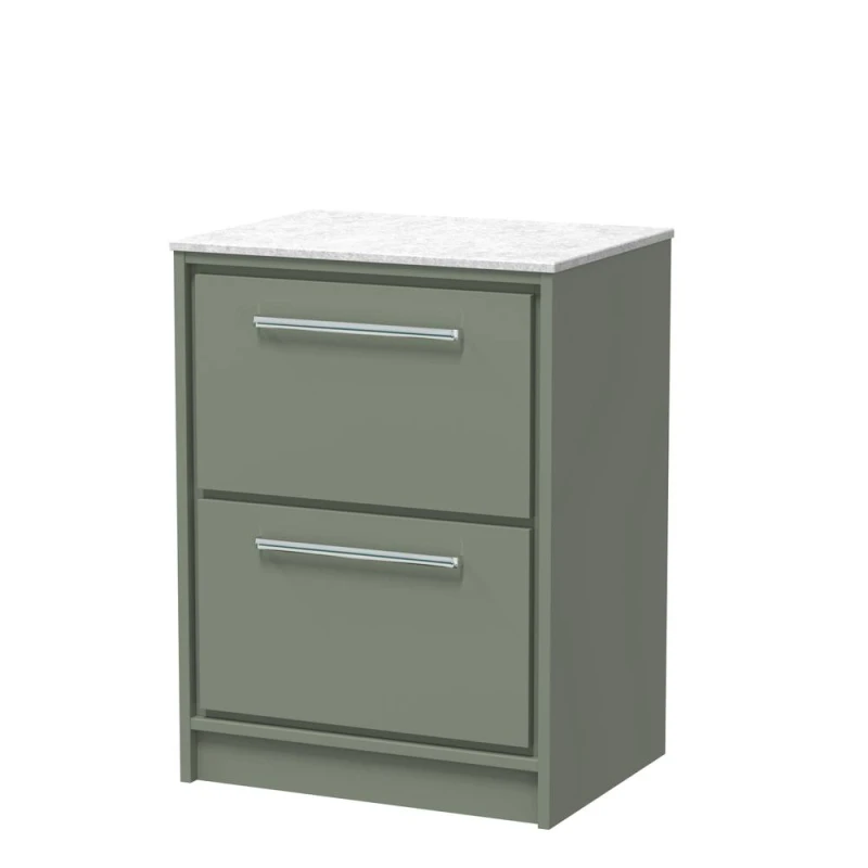 Image of Balterley 600mm Floor Standing 2-Drawer Vanity with Marble Worktop - Fern Green Green Unisex
