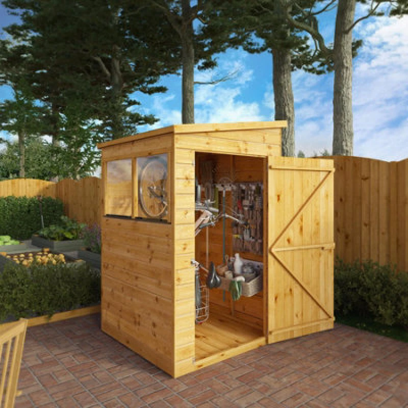 Image of Mercia 4 x 4 Modular Shiplap Pent Shed, Brown SI-001-003-0188