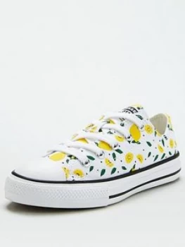 Image of Converse Chuck Taylor All Star Ox Lemon Childrens Trainers - White Yellow