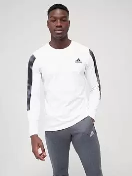 Image of adidas Camo Long Sleeve T-Shirt - White/Black, Size L, Men