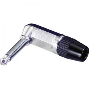 Image of 6.35mm audio jack Plug right angle Number of pins 2 Mono Silver Black Rean AV NYS207