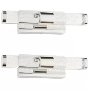 Image of 2 PACK LED Bathroom Twin Wall Light 2x 3W Warm White IP44 Modern Slim Strip Lamp