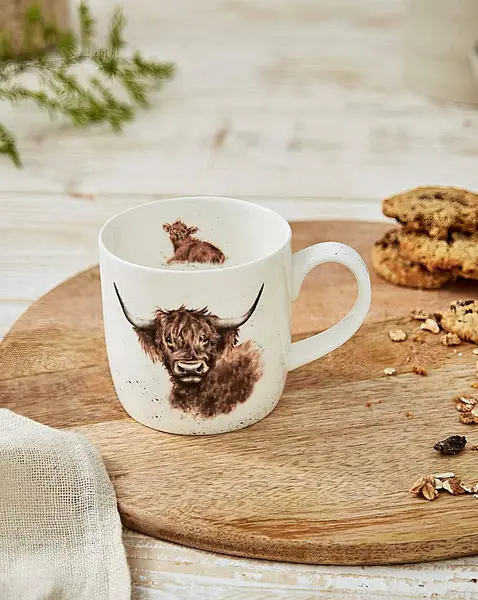 Image of Wrendale Wrendale Highland Cow Mug White ZG38901