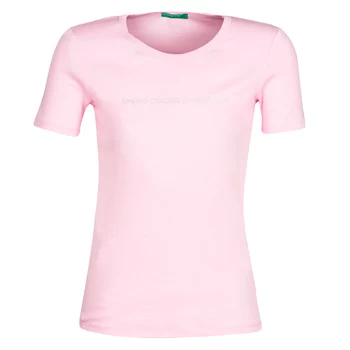 Image of Benetton DOLORES womens T shirt in Pink - Sizes S,M,XL,XS