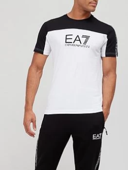 Image of Emporio Armani EA7 Colour Block Tape Detail T-Shirt White Size XL Men