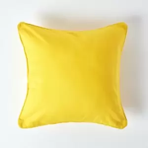 Image of Cotton Plain Yellow Cushion Cover, 45 x 45cm - Yellow - Homescapes