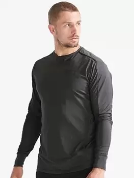 Image of Superdry Run Long Sleeve Top - Dark Charcoal, Dark Charcoal Size M Men