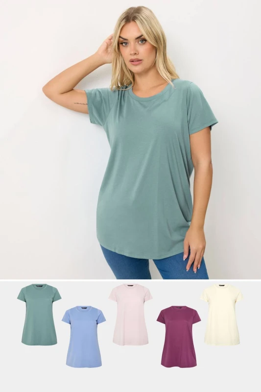 Image of Yours Womens 5 Pack Core T-Shirts Size: 26-28 Multicolor Female 26-28