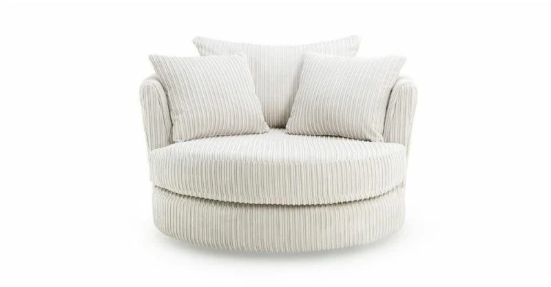 Image of LUXURY LIFE Collingdale Dylan Jumbo Cord Fabric Swivel Chair Cream