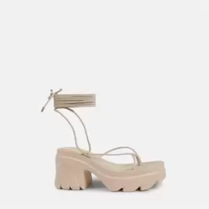 Image of Missguided Jagged Platform Heeled Sandals - Cream