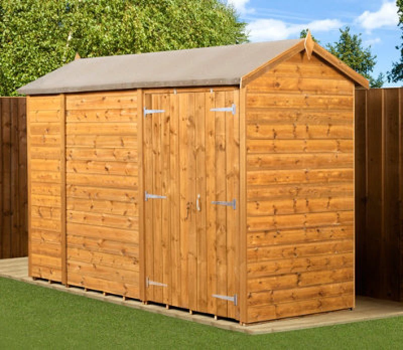 Image of Empire Sheds Empire Modular Apex 4X10 Dipped Treated Tongue And Groove Wooden Garden Shed Double Door (4' X 10' / 4ft X 10ft) (4X10)