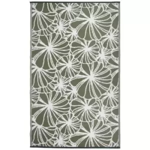 Image of Outdoor Rug 241x152cm Floral Pattern OC21 - Green - Esschert Design