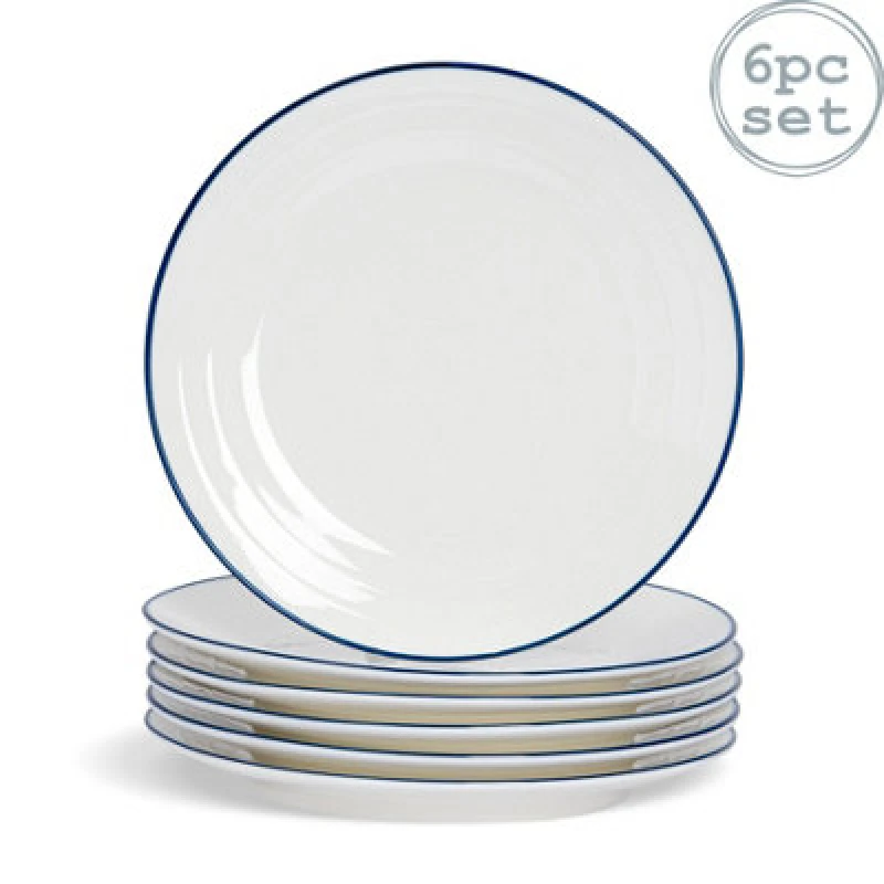Image of Nicola Spring White Farmhouse Dinner Plates - 26cm - Pack of 6 White