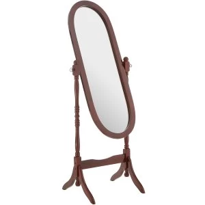 Image of Premier Housewares Oval Cheval Mirror with Mahogany Finish Frame