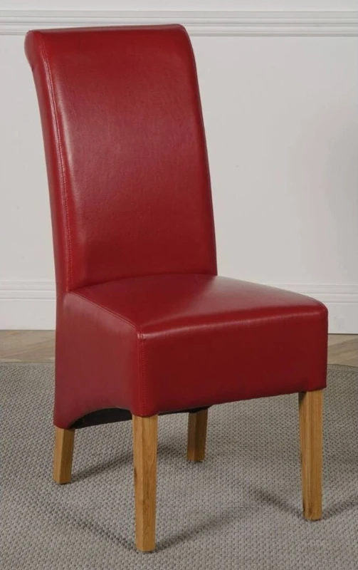 Image of Thats Furniture Montana Leather Dining Chairs for Dining Room or Kitchen in Red Red Unisex