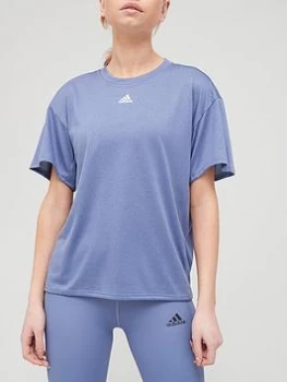 Image of adidas Training Heat.Rdy 3 Stripes T-Shirt - Violet, Violet, Size S, Women