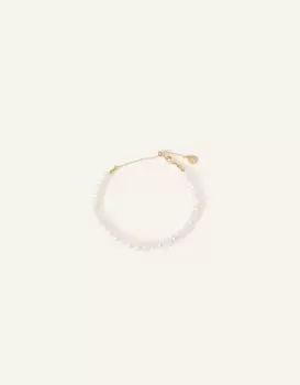 Image of Accessorize Womens 14ct Gold-Plated Pearl Slider Bracelet